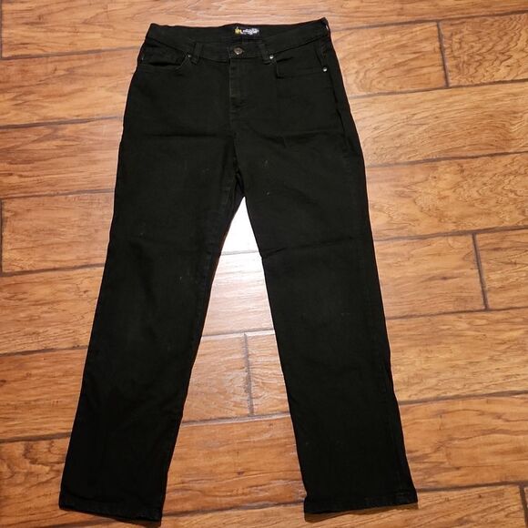 LEE relaxed fit straight leg black denim jeans women's size 8 short - Picture 1 of 5